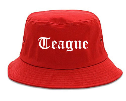 Teague Texas TX Old English Mens Bucket Hat Red