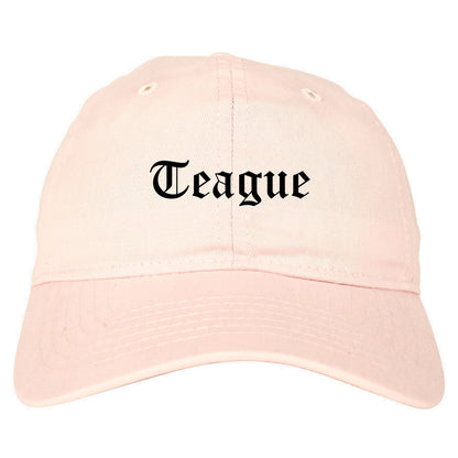 Teague Texas TX Old English Mens Dad Hat Baseball Cap Pink