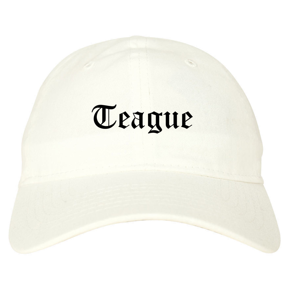 Teague Texas TX Old English Mens Dad Hat Baseball Cap White