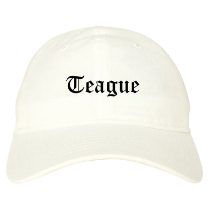 Teague Texas TX Old English Mens Dad Hat Baseball Cap White