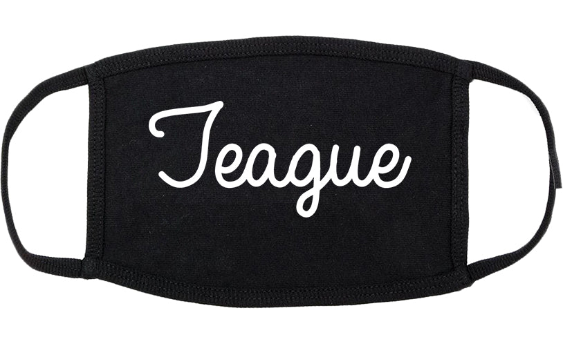 Teague Texas TX Script Cotton Face Mask Black