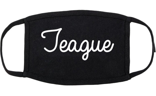 Teague Texas TX Script Cotton Face Mask Black