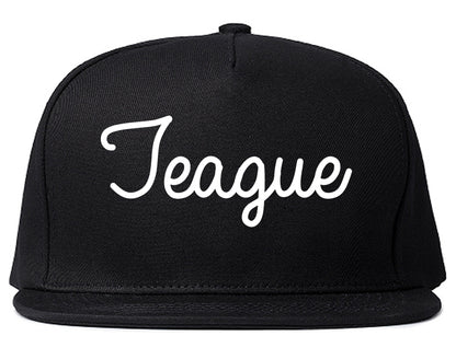 Teague Texas TX Script Mens Snapback Hat Black