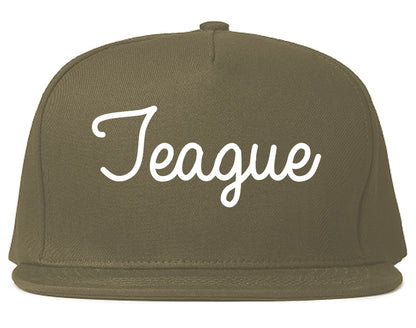 Teague Texas TX Script Mens Snapback Hat Grey
