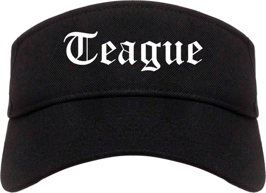 Teague Texas TX Old English Mens Visor Cap Hat Black