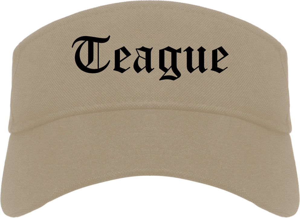 Teague Texas TX Old English Mens Visor Cap Hat Khaki
