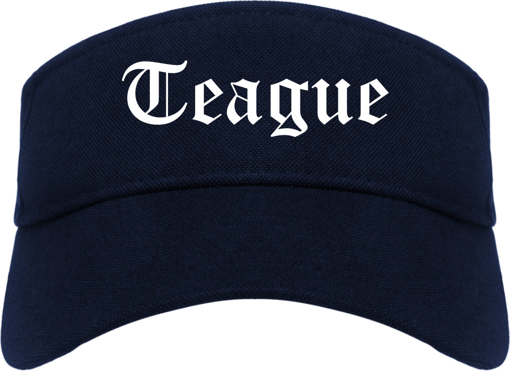 Teague Texas TX Old English Mens Visor Cap Hat Navy Blue