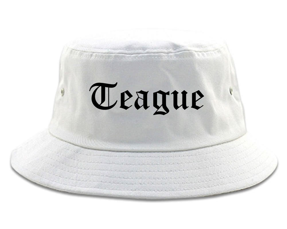Teague Texas TX Old English Mens Bucket Hat White