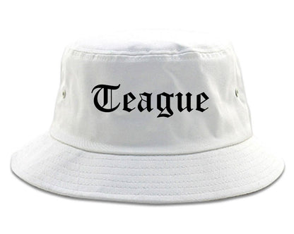Teague Texas TX Old English Mens Bucket Hat White