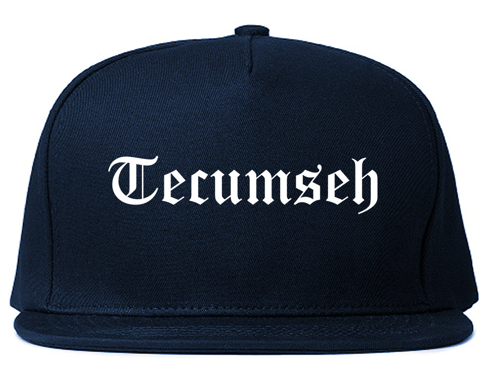 Tecumseh Michigan MI Old English Mens Snapback Hat Navy Blue