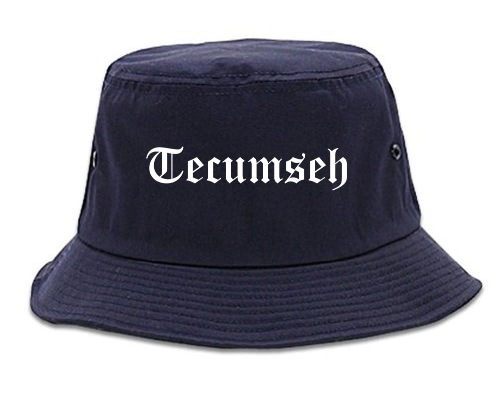 Tecumseh Michigan MI Old English Mens Bucket Hat Navy Blue