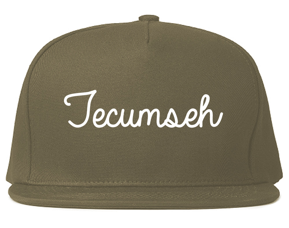 Tecumseh Michigan MI Script Mens Snapback Hat Grey