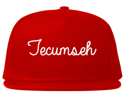 Tecumseh Michigan MI Script Mens Snapback Hat Red