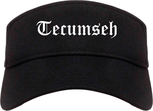 Tecumseh Michigan MI Old English Mens Visor Cap Hat Black