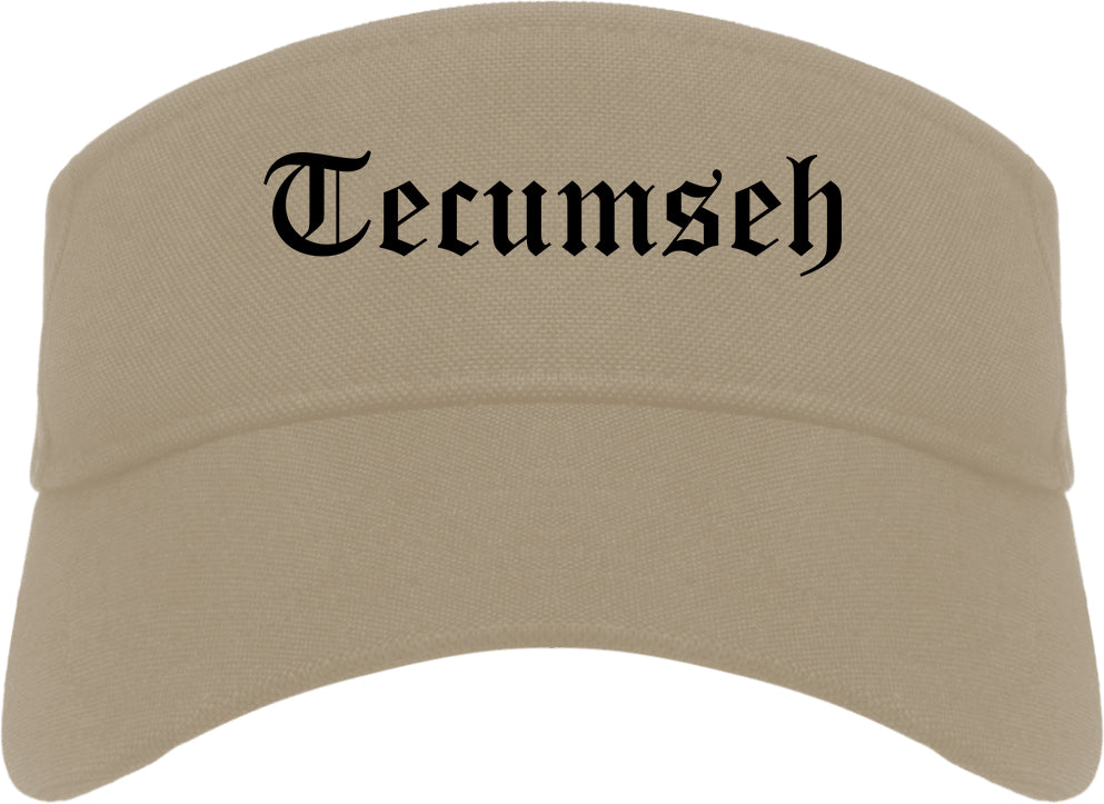 Tecumseh Michigan MI Old English Mens Visor Cap Hat Khaki