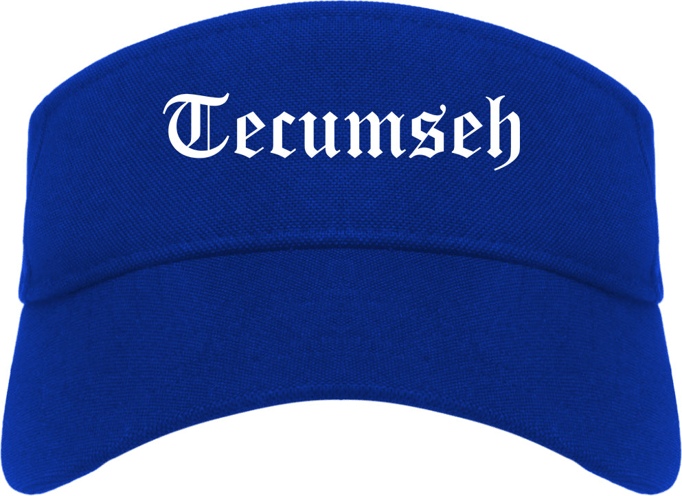 Tecumseh Michigan MI Old English Mens Visor Cap Hat Royal Blue
