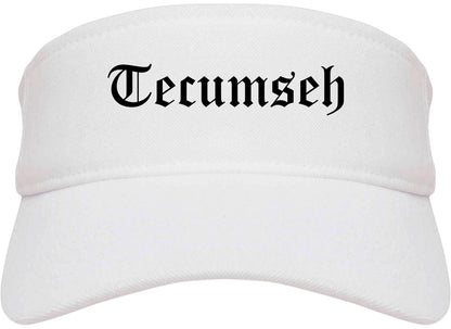 Tecumseh Michigan MI Old English Mens Visor Cap Hat White