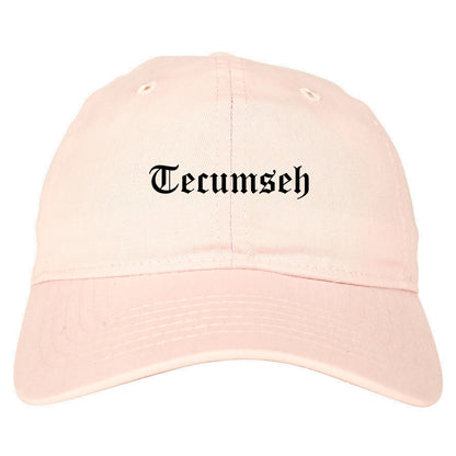 Tecumseh Oklahoma OK Old English Mens Dad Hat Baseball Cap Pink