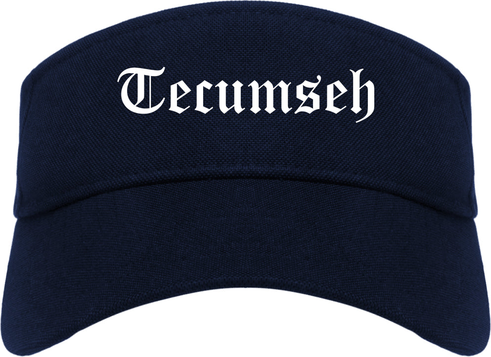 Tecumseh Oklahoma OK Old English Mens Visor Cap Hat Navy Blue