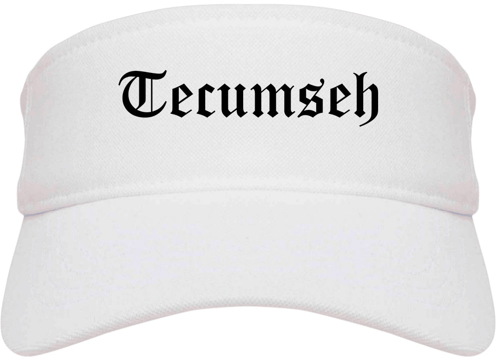 Tecumseh Oklahoma OK Old English Mens Visor Cap Hat White