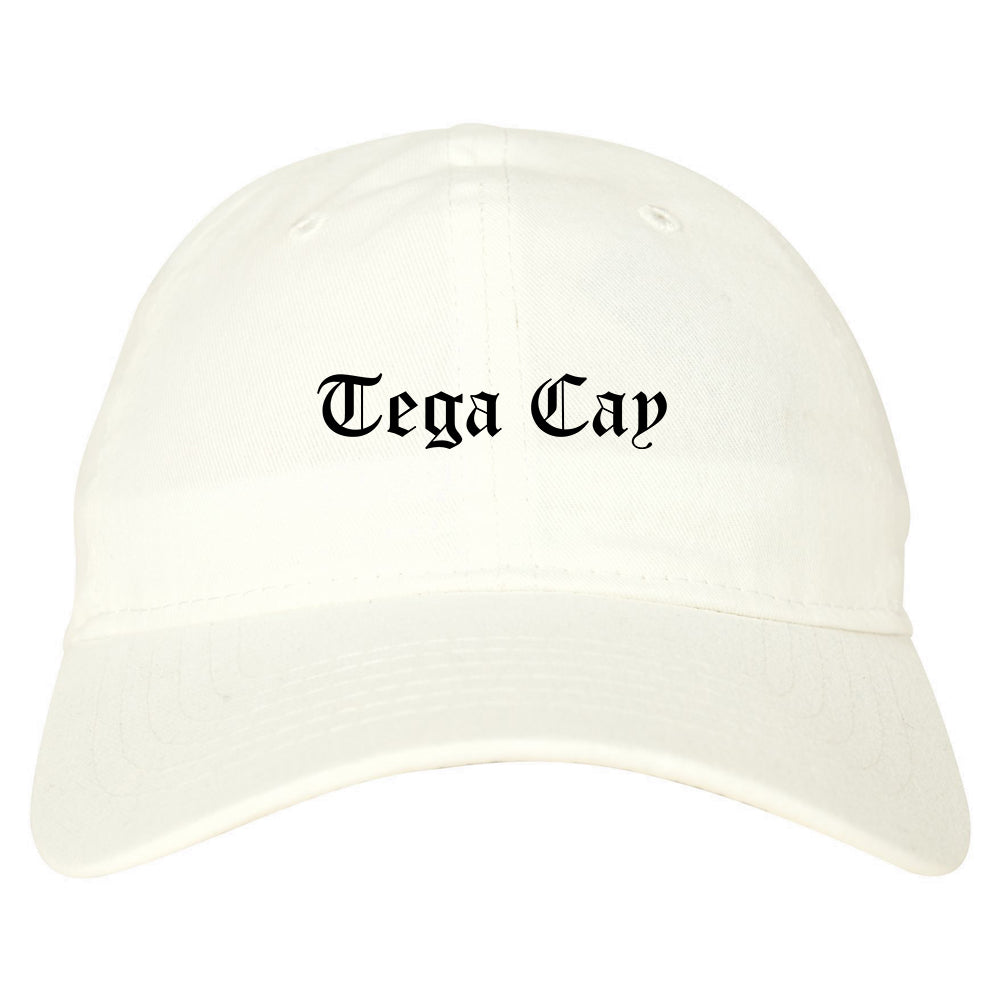 Tega Cay South Carolina SC Old English Mens Dad Hat Baseball Cap White