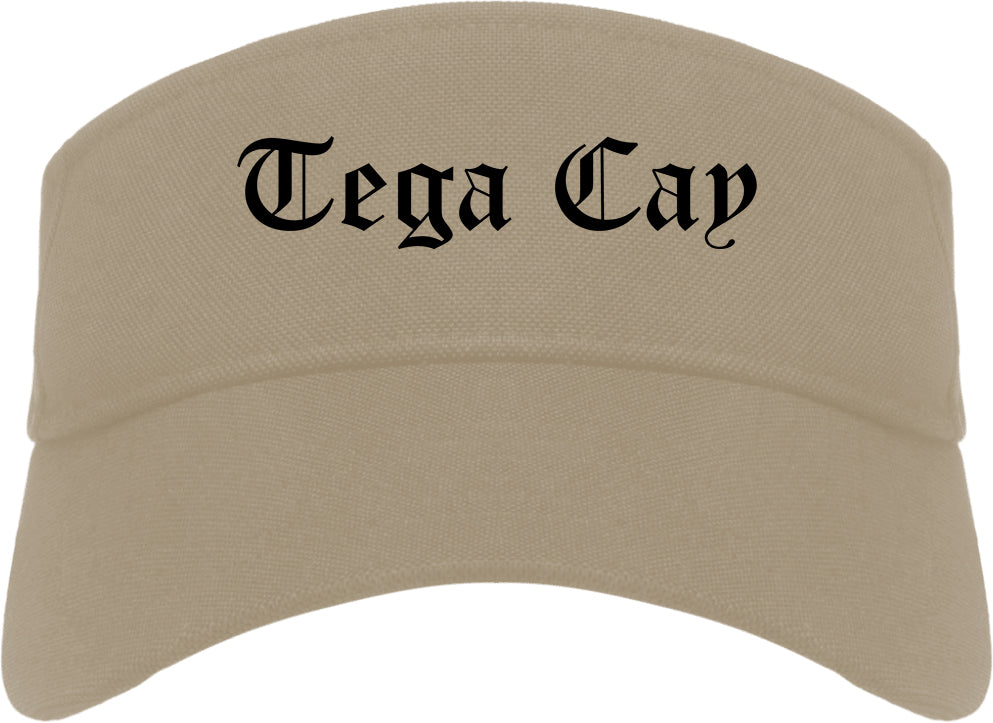 Tega Cay South Carolina SC Old English Mens Visor Cap Hat Khaki