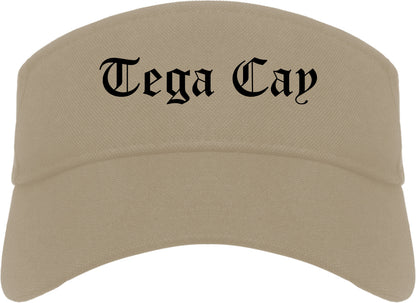 Tega Cay South Carolina SC Old English Mens Visor Cap Hat Khaki