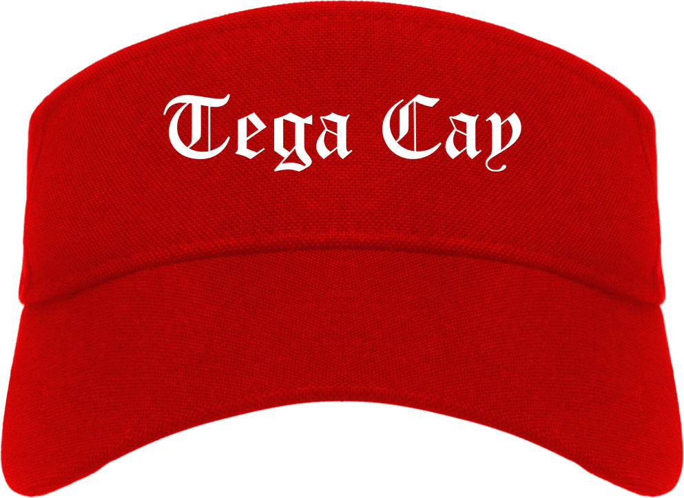 Tega Cay South Carolina SC Old English Mens Visor Cap Hat Red