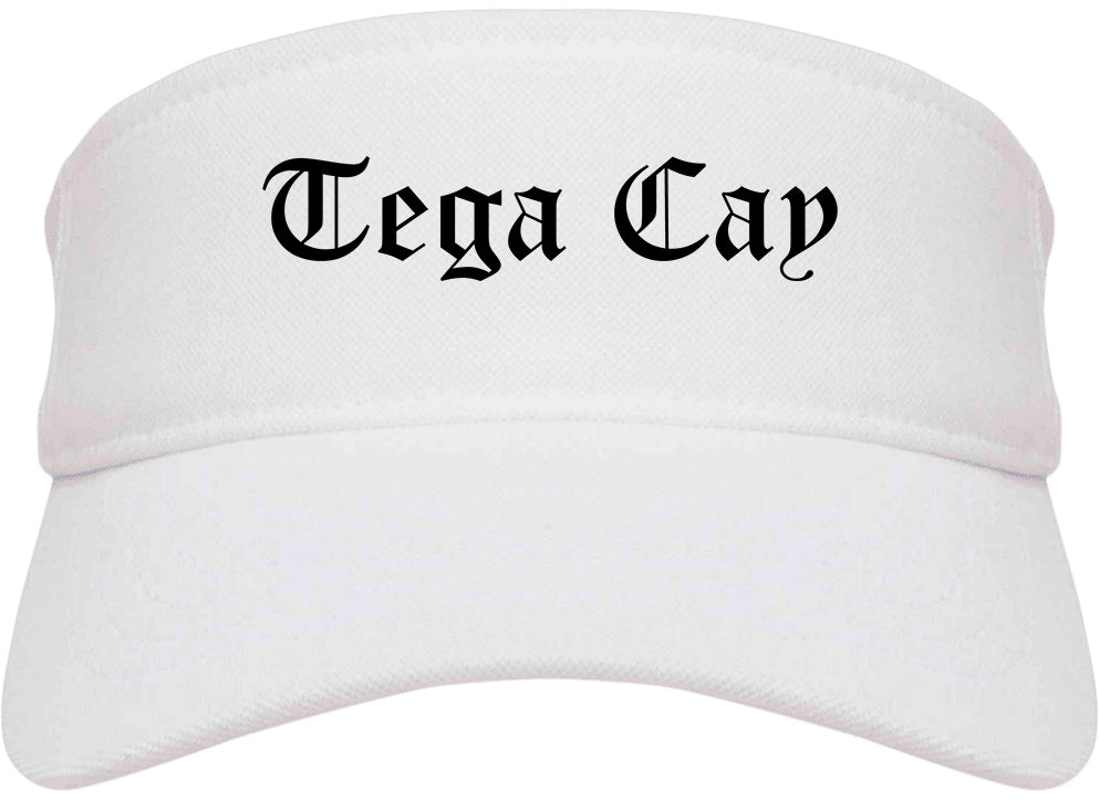 Tega Cay South Carolina SC Old English Mens Visor Cap Hat White