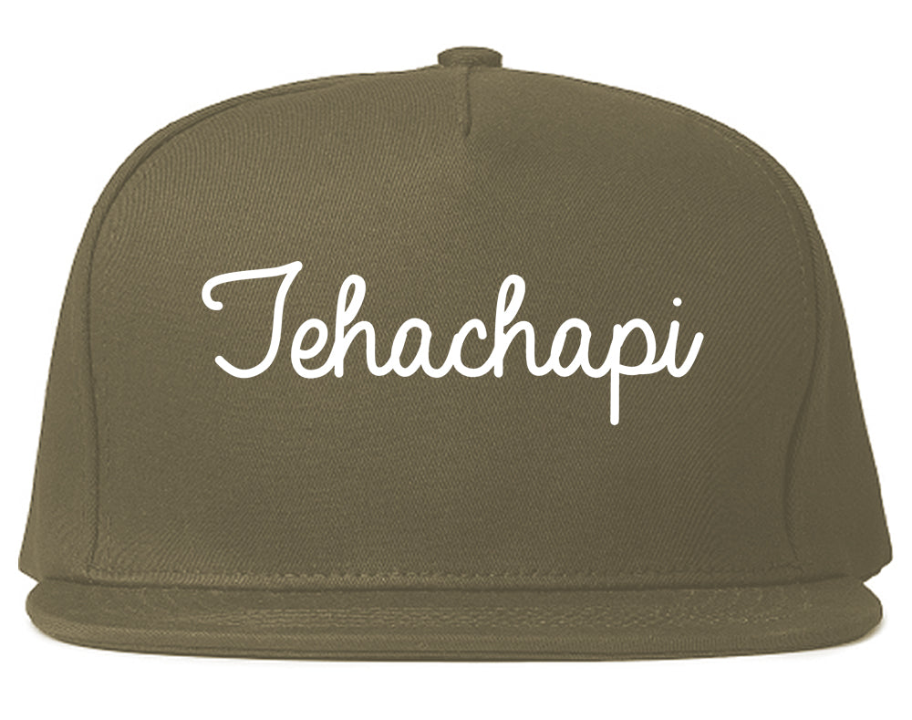 Tehachapi California CA Script Mens Snapback Hat Grey