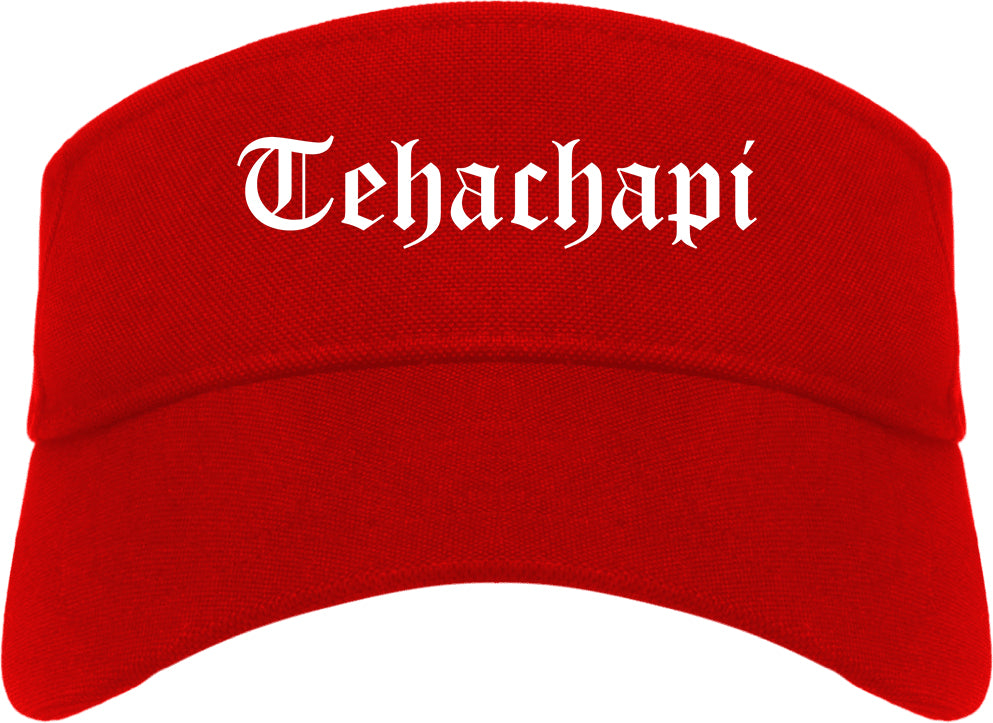 Tehachapi California CA Old English Mens Visor Cap Hat Red
