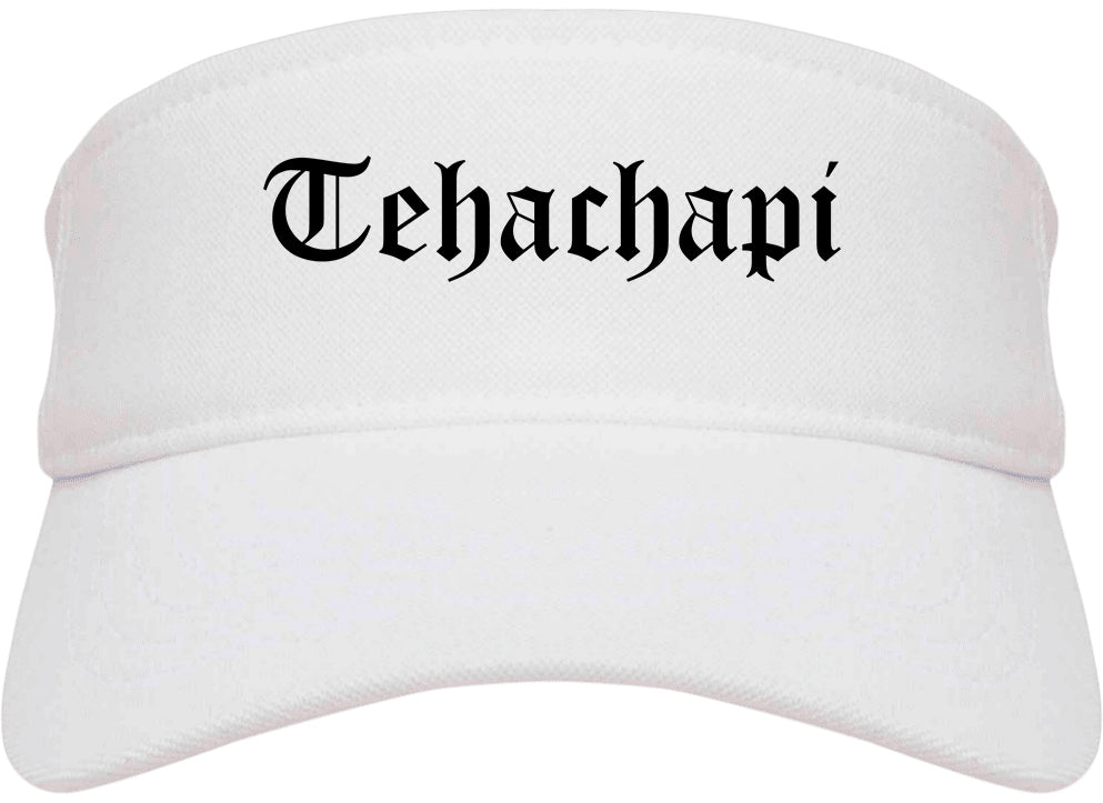 Tehachapi California CA Old English Mens Visor Cap Hat White