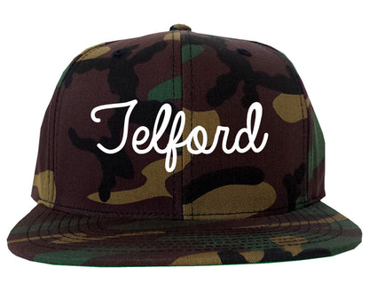 Telford Pennsylvania PA Script Mens Snapback Hat Army Camo