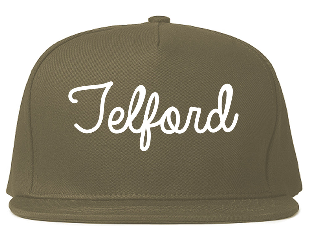 Telford Pennsylvania PA Script Mens Snapback Hat Grey