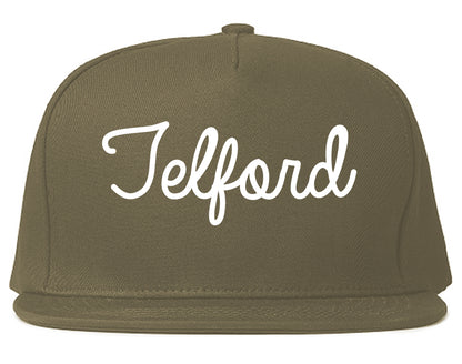 Telford Pennsylvania PA Script Mens Snapback Hat Grey