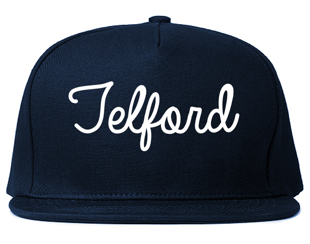Telford Pennsylvania PA Script Mens Snapback Hat Navy Blue