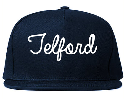 Telford Pennsylvania PA Script Mens Snapback Hat Navy Blue
