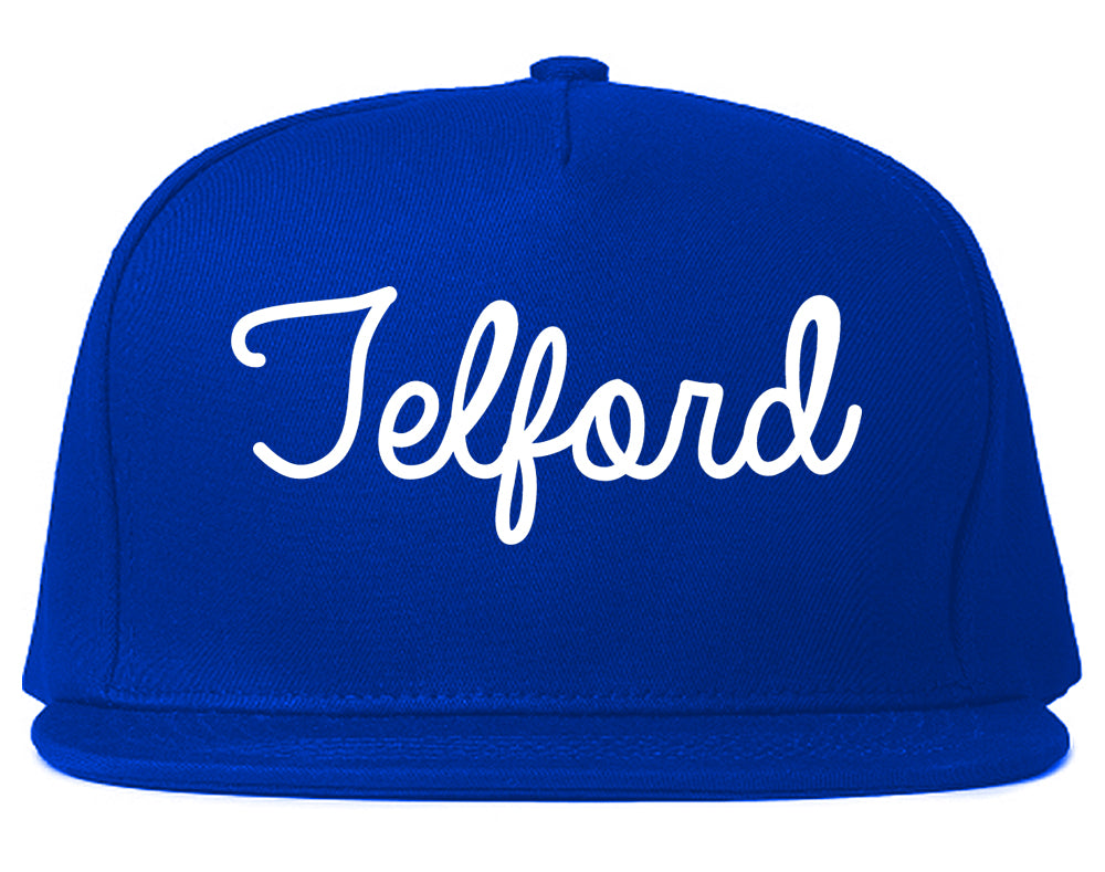 Telford Pennsylvania PA Script Mens Snapback Hat Royal Blue
