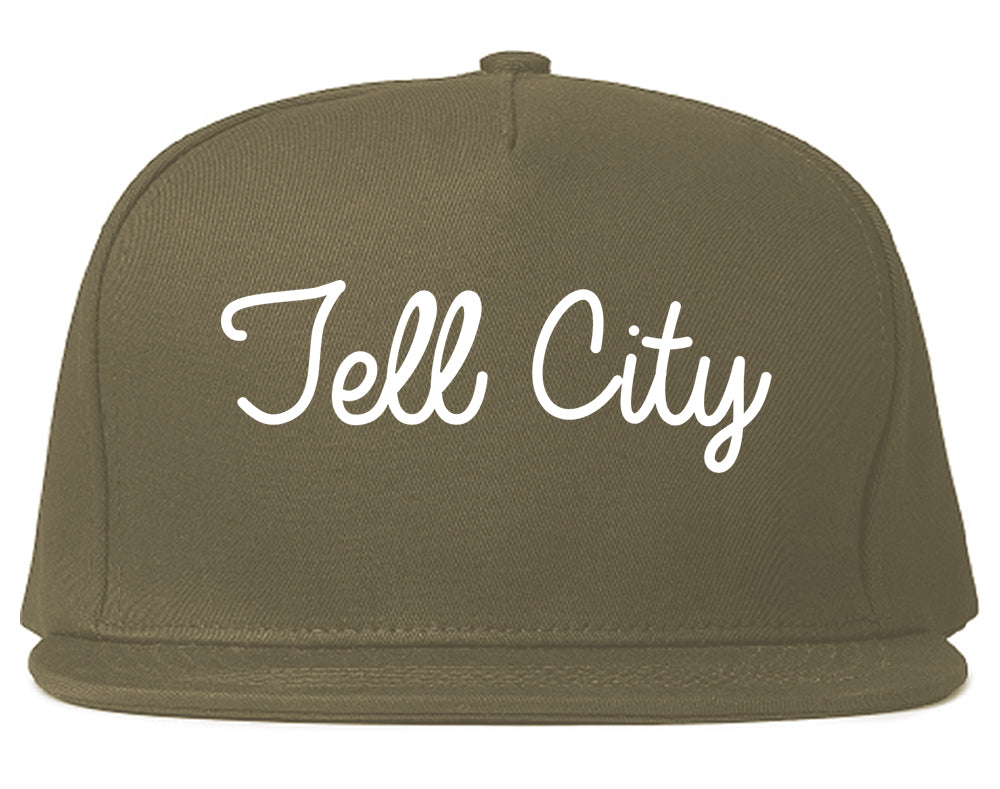 Tell City Indiana IN Script Mens Snapback Hat Grey