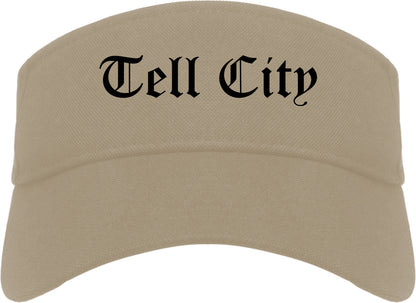 Tell City Indiana IN Old English Mens Visor Cap Hat Khaki