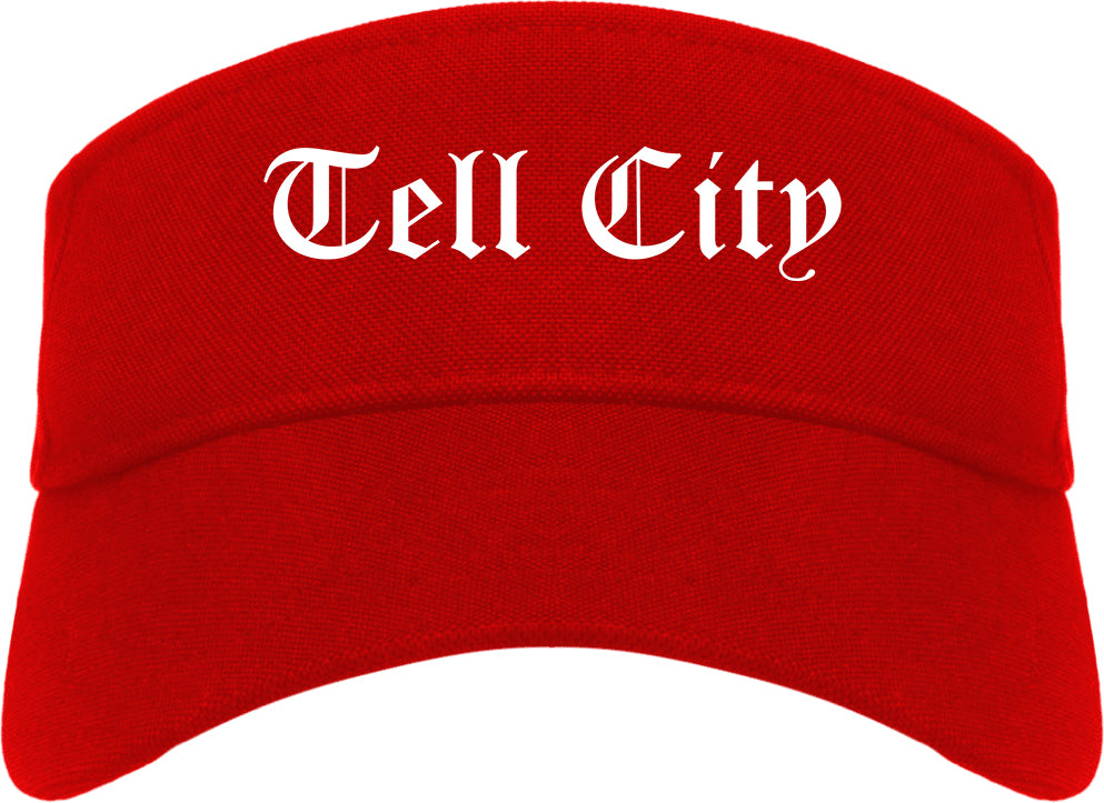 Tell City Indiana IN Old English Mens Visor Cap Hat Red
