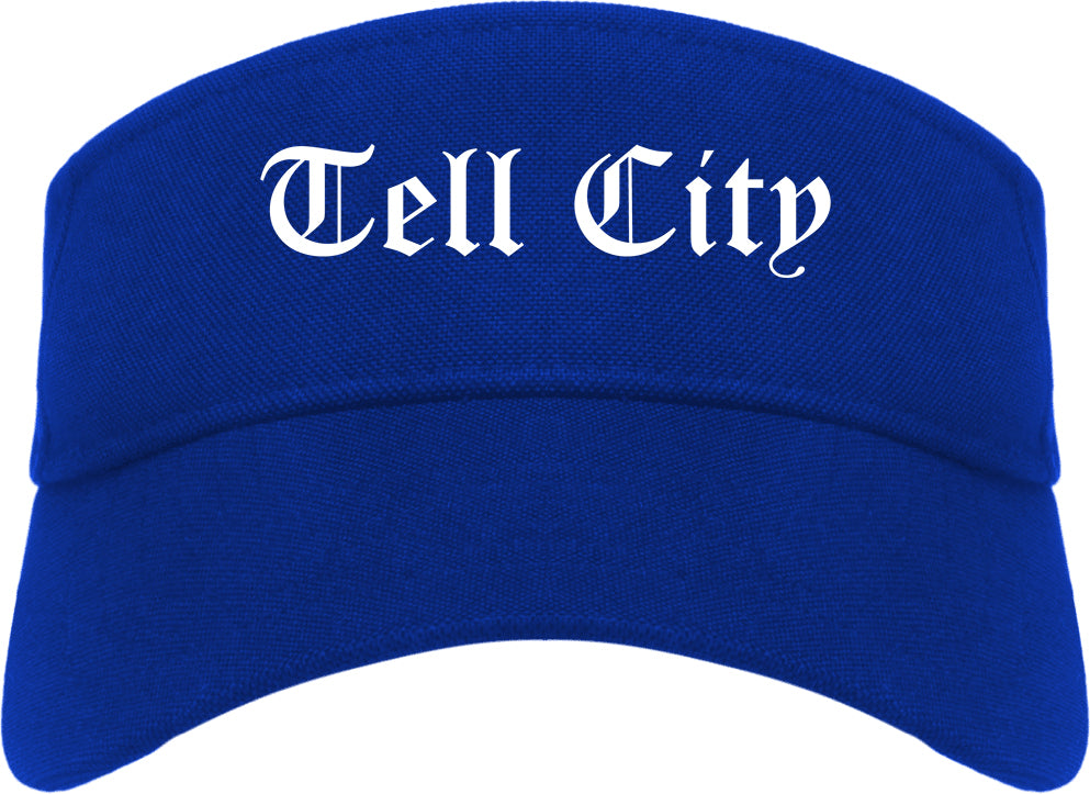 Tell City Indiana IN Old English Mens Visor Cap Hat Royal Blue