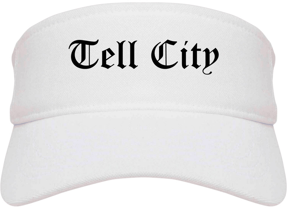 Tell City Indiana IN Old English Mens Visor Cap Hat White