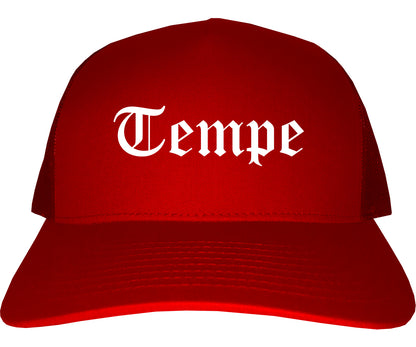 Tempe Arizona AZ Old English Mens Trucker Hat Cap Red
