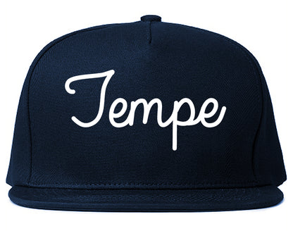 Tempe Arizona AZ Script Mens Snapback Hat Navy Blue