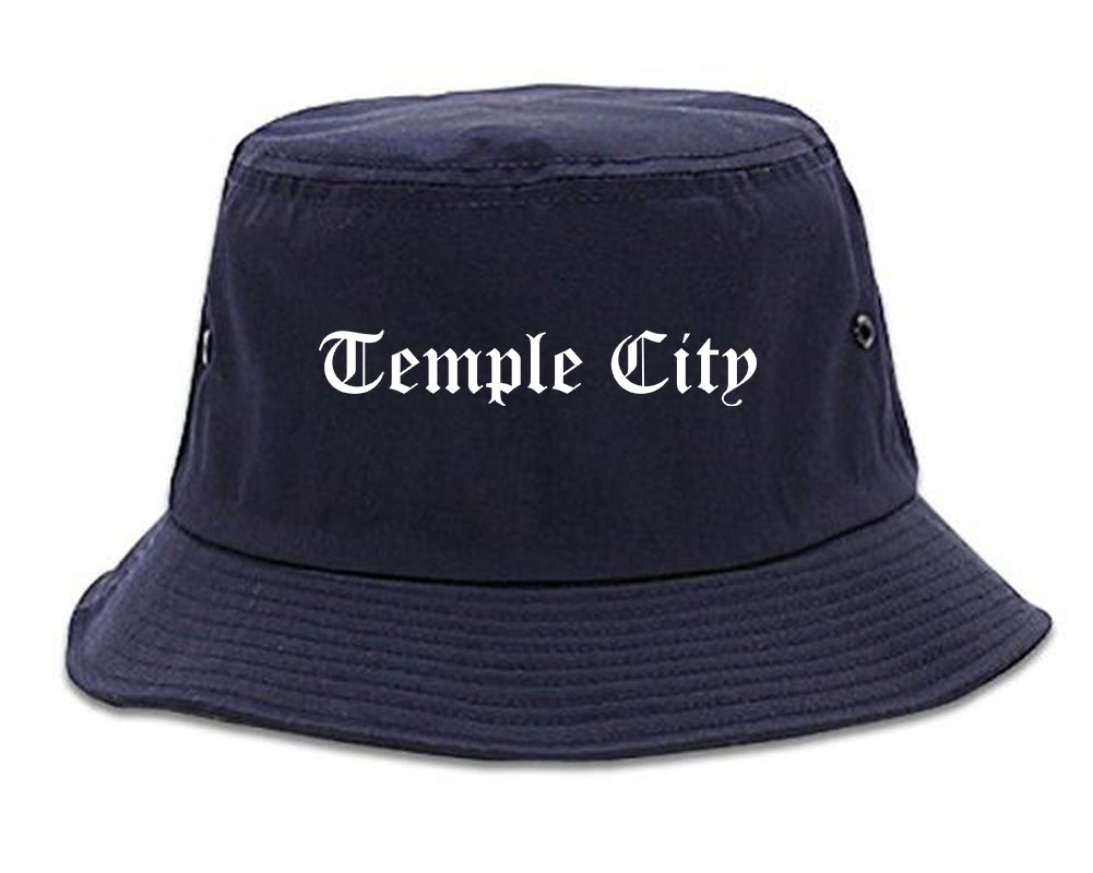 Temple City California CA Old English Mens Bucket Hat Navy Blue