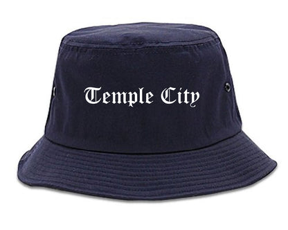 Temple City California CA Old English Mens Bucket Hat Navy Blue