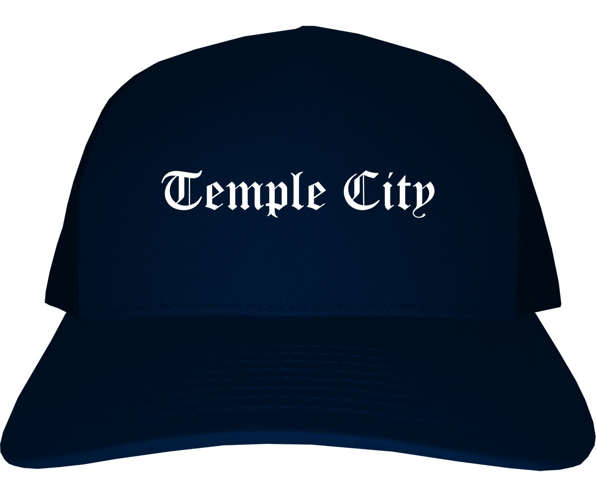 Temple City California CA Old English Mens Trucker Hat Cap Navy Blue