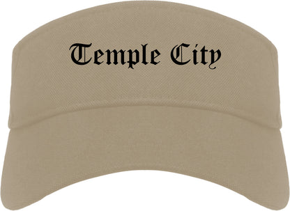 Temple City California CA Old English Mens Visor Cap Hat Khaki