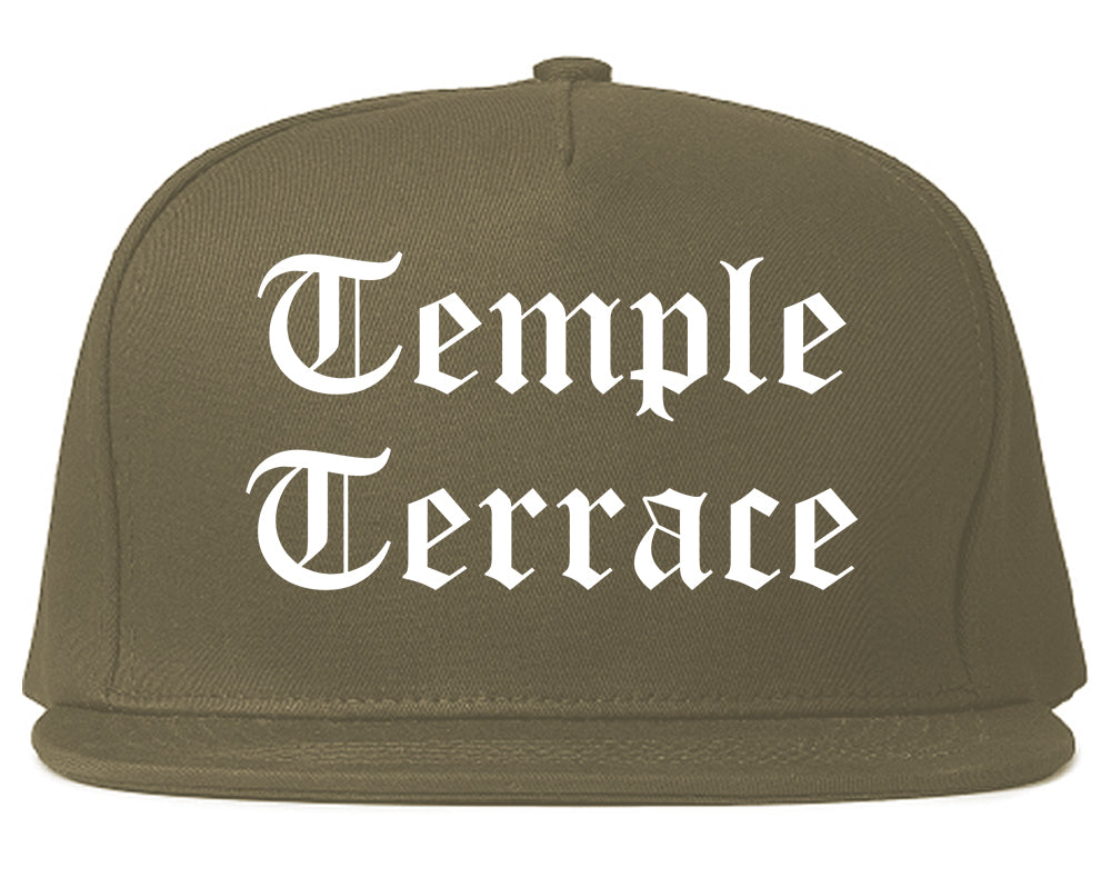 Temple Terrace Florida FL Old English Mens Snapback Hat Grey